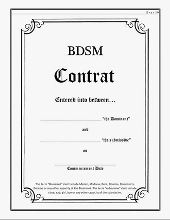 informations dans un contrat BDSM
